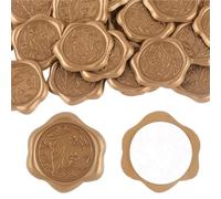 Wax Seal Sticker Wax Seal Stickers 30pcs Text Style Botanical Self-Adhesive Wedding Invitation Envelope Gold(Style 06)