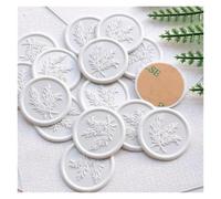 Wax Seal Stickers 15pcs a lot Leaf Plant Wax Seal Stickers with Double-Sided Tape Wedding Envelope Sealing Gifts Card Decoration Wax Seal Stickers(White)