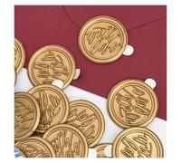 Wax Seal Stickers 30 Pieces Wax Seal Sticker Peony with Love Leaf Envelope Seal Stickers Self Adhesive Bronze Gold White Stickers for Wedding(Light Green)