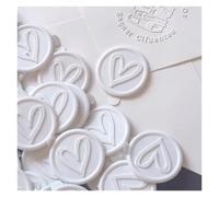 Wax Seal Stickers 30 Pieces Wax Seal Sticker Peony with Love Leaf Envelope Seal Stickers Self Adhesive Bronze Gold White Stickers for Wedding(Beige)