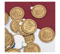 Wax Seal Stickers 30 Pieces Wax Seal Sticker Peony with Love Leaf Envelope Seal Stickers Self Adhesive Bronze Gold White Stickers for Wedding(Purple)