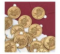 Wax Seal Stickers 30 Pieces Wax Seal Sticker Peony with Love Leaf Envelope Seal Stickers Self Adhesive Bronze Gold White Stickers for Wedding(Blue)