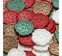 Wax Seal Stickers, Christmas Envelope SealStickers, 50 Pcs Self- Adhesive Prosecco Antique Gold Wax Sealing Stickers, RoundStickers Perfect for Wedding Invitation, Christmas (Tree)