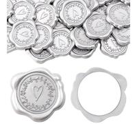 Wax Seal Stickers Wax Seal Stickers 25/50/75pcs Embossed, Silver/Bronze Heart Pattern Envelope Decals Self-Adhesive Stamp Sticker for Wedding(Sliver 25pcs)