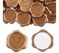 Wax Seal Stickers Wax Seal Stickers 30pcs (6 Basic Style) Feather, Bow, Wreath, Heart Self Adhesive Wedding Invitation Envelope(Style 04)