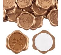 Wax Seal Stickers Wax Seal Stickers 30pcs (6 Basic Style) Feather, Bow, Wreath, Heart Self Adhesive Wedding Invitation Envelope(Style 05)