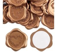 Wax Seal Stickers Wax Seal Stickers 30pcs (6 Basic Style) Feather, Bow, Wreath, Heart Self Adhesive Wedding Invitation Envelope(Style 06)
