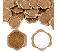 Wax Seal Stickers Wax Seal Stickers 30pcs Text Style Botanical Self-Adhesive Wedding Invitation Envelope Gold(Style 01)