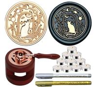 Wax Seal Warmer Kit, Sealing Wax Furnace Tool with 2pcs WaxSeal Pens + WaxSeal Spoon and 10pcs Candles for Sealing WaxStamp Wedding Invitation Envelope Letter (Kit2)