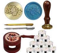 Wax Seal Warmer Kit, Sealing Wax Furnace Tool with 2pcs WaxSeal Pens + WaxSeal Spoon and 10pcs Candles for Sealing WaxStamp Wedding Invitation Envelope Letter (Kit)
