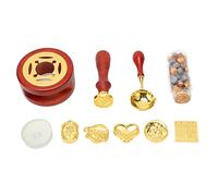 Wax Sealing Stamp Kit with 5 Replaceable Stamp Heads, Wireless Sealing Wax Warmer Spoon Set, Vintage Wax Stamp Kit for Letters Postcards Invitations Gift Packaging