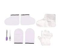 Wax Treatment Gloves Set with Transparent Brush and Purple Spatula, Moisturizing Gel Booties and Gloves for Paraffin Spa Hand Foot Care