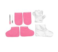 Wax Treatment Gloves Socks Set Professional Spa Moisturizing Booties Kit with 100 Disposable Gloves Foot Covers Wax Brush Spatula for Paraffin Wax Pink Cloth Adjustable