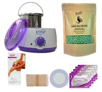 Wax Warmer Hair Removal Waxing kit. Professional Portable Wax Heater. Electric Home Wax Melter with Hard Wax Beans and Wax Applicator Sticks for Women and Men (Aloe, 500g)