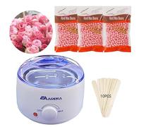 Wax Warmer kit for Hair Removal Pot for Waxing Professional with Bowl 3 Bags Wax Beads and Applicator Sticks at Home Wax Machine for Full Body Waxing (Rose White Pot)