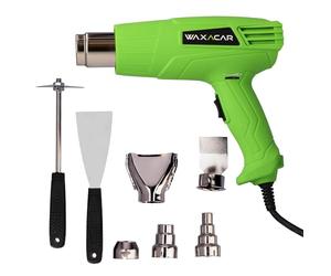 WAXACAR Professional Heat Gun, Adjustable Temperature Settings, 2000W, 80-600°C, 220-240V, Hot Air Gun Kit with 5 Nozzles & 2 Scrapers, DIY, Paint Stripping, PVC Shrinking, Vehicle Wrapping & More!