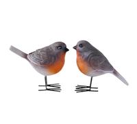 WAXCMXYH Resin Garden Robin Bird Figurine,Robin Bird Ornament,Tropical Robin Decor,Set Robins Decor Realistic Decoration 2 Statues