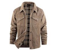 Waxed Canvas Jacket Men Mens Denim Jacket Flannel Lined Snap Button Classic Cowboy Western Trucker Casual Outdoor Wear