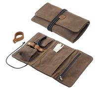 Waxed Canvas Pipe Roll - Tobacco Pouch Case with Pipe Stand, Filters & Cleaning Tools
