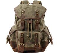 Waxed Canvas Rucksack High Capacity Casual Daypack Laptop Business Backpack Vintage Backpack for Hiking School Travel