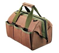 Waxed Canvas Tool Bag -11.75” Heavy Duty Canvas Tote Bag Garden Caddy for Gardening Supplies or Tools with Wide Mouth 3 Interior and 3 Exterior Pockets - Gardening Gifts Men by Kings County Tools