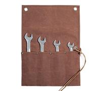 Waxed Canvas Wrench/Tool Roll Pouch with 4 Pockets, Multi-Purpose Tool Roll Up Bag (Brown)
