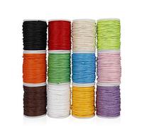 Waxed Cotton Cord Craft Waxed Thread Imitation Leather Cord for DIY Beading Bracelets Jewelry Making Sewing Work Mix Color 10m x 1mm 12 Rolls