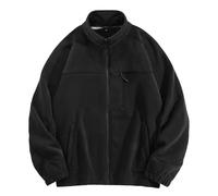 Waxed Jacket Mens Corduroy Jacket Winter Fleece Lined Casual Coat with Button Front and Lapel Collar for Everyday Wear, Work, and Smart Occasions Mens Fleece Tops Half Zip Black 8XL