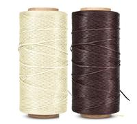 Waxed Thread, Wax String 2 Pack (Dark Brown + Beige) Coated Cord Heavy Duty Polyester 284Yard 1mm 150D for Bracelets, Leather Craft Stitching Sewing, Book Binding, DIY Handcraft