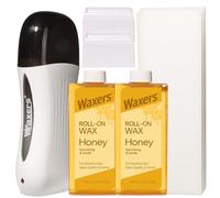 Waxers Roll on Wax Kit for Hair Removal Honey Wax Roller Waxing Kit with 2 Soft Depilatory Waxing Cartridges Warmer & Strips for Sensitive Skin at Home for Beginners
