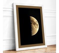 Waxing Gibbous Moon Minimalist Framed Wall Art Print A3 (42×29.7cm) White, Wall Decor for Living Room, Bedroom, Office & Home, Ready to Hang, Art Gift