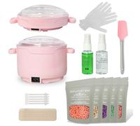 Waxing kit, Foldable Silicone Waxing Kit, Easy-Carry Professional Wax Warmer, Easy to Clean Silicone Pot, 5 Wax Beads Packs, Applicator Sticks, Painless Hair Removal for Travel and Holiday Use