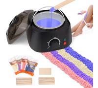 Waxing Kit for Hair Removal, Intelligent Temperature Wax Machine with 4 Different Wax Bean and 30pc Sticks,Use for Hands Legs Eyebow Lip Armpit Bikini Line, Home Wax Heater Painless Wax Kits