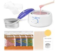 Waxing Kit for Women & Men, Professional Wax Kit for Hair Removal at Home Salon,Wax Heater Kit with Wax Warmer, 4 * 100g Wax Beads, 10 * Wax Sticks, 40 * White Waxing Paper