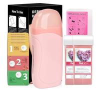 Waxing Kit, Roll on Wax Warmer Kit for Women & Men Sensitive Skin, Include 2 Rose Wax Cartridge, 100 Wax Strips, 10 Wipes