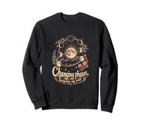 Waxing Waning Full Moon Botanical Stargazer Art Lunar Sweatshirt