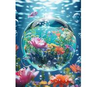 Waxonle Diamond Painting Flower Diamond Art Kits for Adults, Bubbles Diamond Painting for Kids Crystal Rhinestone Gem Art Embroidery Cross Stitch Crafts, Round Drill Diamond Painting Kit 50x70cm