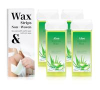 WaxPro Wax Replacement Roll-On Wax Cartridge for Hair Removal Wax Cartridge Hair Removal Refill for Legs and Arms with 4 Aloe Wax Rollers, 50 Wax Strips, 5 Cleaning Oils