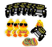Waxvery You've Been Ducked, Cute Yellow Duck and Black Car Tags, Duck Ducking Game Card, Rubber Duck Card with Round Hole and Rubber Bands