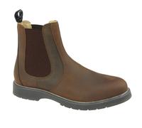 (Waxy Brown, UK 8) Mens Chelsea Ankle Boot Leather Slip On Air Soles