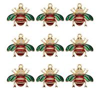 WAY DENG 10 pcs Enamel Bumblebee Charm Gold Bee Alloy Honeybee Insect Bracelet Necklace Pendant Keychain Dangle DIY Jewelry Making Crafts 25x21 mm