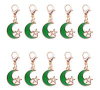 WAY DENG 10Pcs Enamel Star Moon Charms, Alloy Pendants with Lobster Clasp, Versatile Decor for Shoes, Backpack Zippers, Keychains, DIY Craft Accessories, S, Metal, No Gemstone