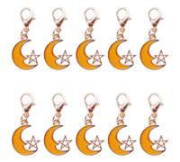 WAY DENG 10Pcs Enamel Star Moon Charms, Alloy Pendants with Lobster Clasp, Versatile Decor for Shoes, Backpack Zippers, Keychains, DIY Craft Accessories, S, Metal, No Gemstone
