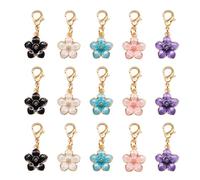 WAY DENG 20Pcs Enamel Flower Lobster Clasp Charms