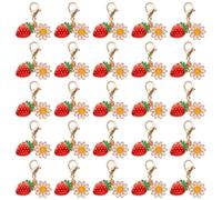 WAY DENG 20Pcs Strawberry Daisy Enamel Charms with Lobster Clasp