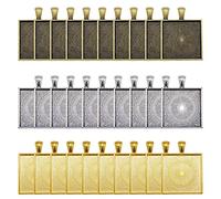 WAY DENG 30 Pack Alloy Metal Blanks Bronze Gold Silver Bulk Inner 25mm Square Base Settings Photo Frames Handmade Necklaces Pendants Trays Bezels Charms DIY Jewelry Making Accessories