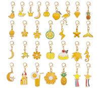WAY DENG 30 Pcs Mixed Yellow Enamel Charms with Lobster Clasps, Cute Clip-on Pendants for DIY Jewelry Craft, Shoe Bag Keychain Decor, Easy to Use Charms Set
