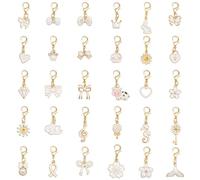 WAY DENG Mixed White Enamel Charms (30 Pcs) - Easy Clip-On Design for Shoe, Bag & Keychain, Jewelry Craft Decor 2.5-4cm