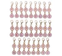 WAY DENG Pink Daisy Initial Charms Set of 26, Enamel Alloy Letter Keychains, Custom Personalized Friendship Gifts, Cute Floral Bag Pendants for Backpacks, Purses & Lanyards
