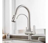 Way Flexible Copper with Pull Out Dual Spray Head Kitchen Sink Faucet Mixer Tap-Brushed Nickel (Color : Wasserhahn Küche Verchromt)